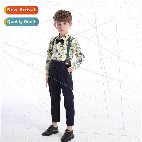 Jacket Kids Cartoon Dinosaur Printed Bowknot ngle Breasted L