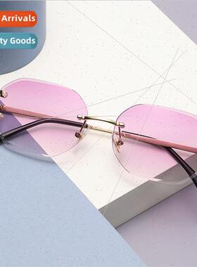 6040 rimless sunglasses cut edge sunglasses female new perso