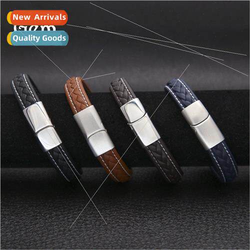 Europe hand-woven men bracelet simple stainless steel catch