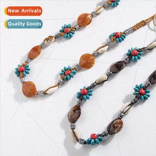 ethnic knotted handmade wooden female Bohemian beads flowers