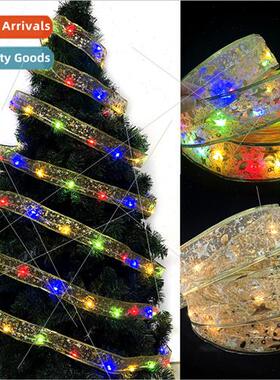 Christmas LED ribbon color lights copper wire cloth satin li