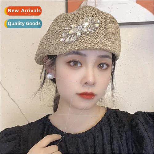 new rhinestone duck tongue cap female Korean show face small