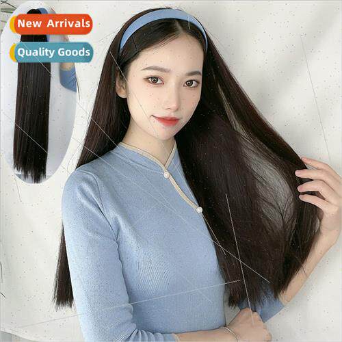 hair band half head set wig one piece female long straight c