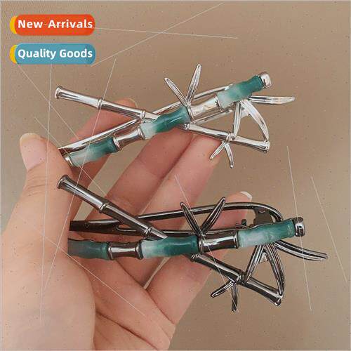 Bamboo Hair Clip Metallic Feeling Grip Clip Back Head che Ha
