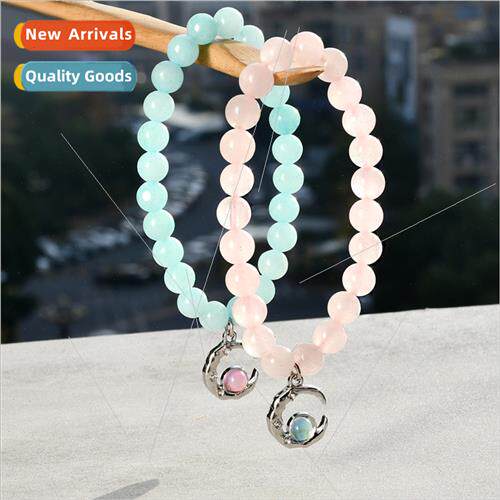 Fairy beaded aquamarine crystal girls bracelet star moon pen