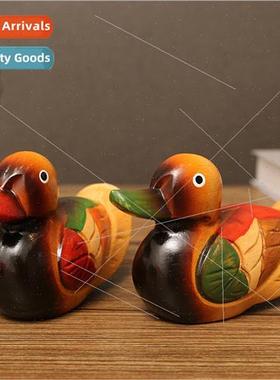 Wooden mandarin ducks ornaments living room bedroom TV cabin
