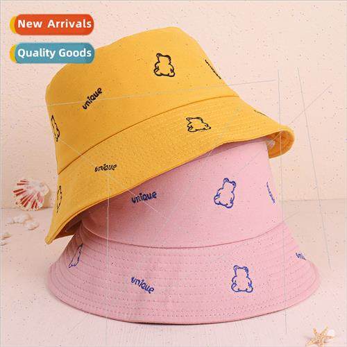 Fisherman hat children Korean summer embroidery bear sunscre