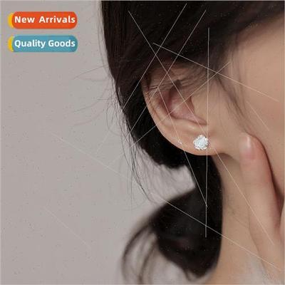Color light rose earrings female ins small commuting student