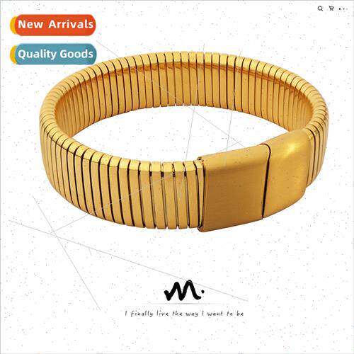 Europe tanium steel gold-plated striped bracelet fashion exq
