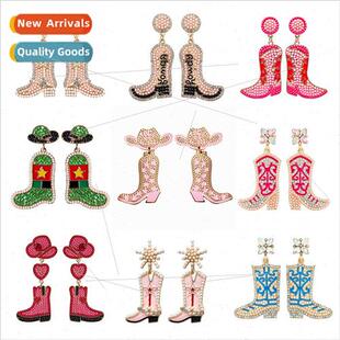 Europe Earrings Western Cowboy Hat Boot Earrings Alloy Rice