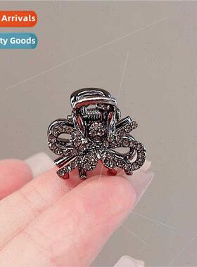 Small rhinestone bow grasp clip black claw clip Korean hairp