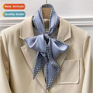 silk narrow bird thin female scarf color solid eye new 2021