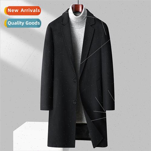 Fall winter wool tweed coat men wool medium-length windbreak