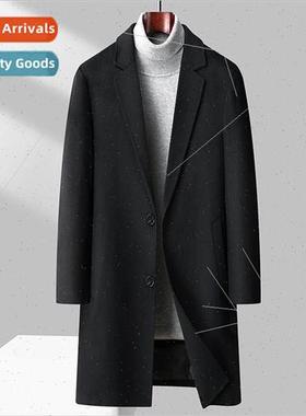 Fall winter wool tweed coat men wool medium-length windbreak