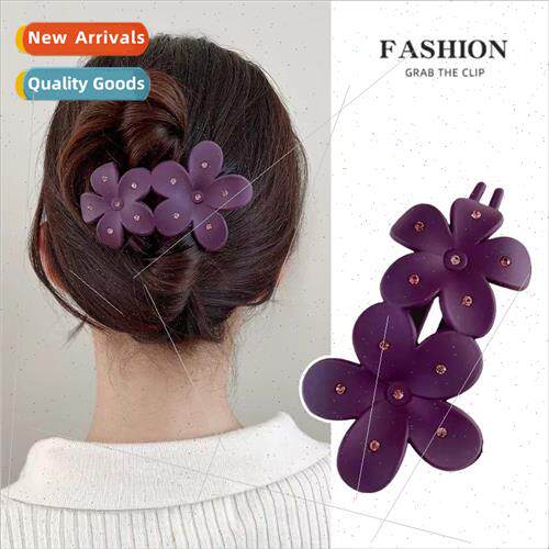 rhinestone flowers duckbill clip female back head plate hair
