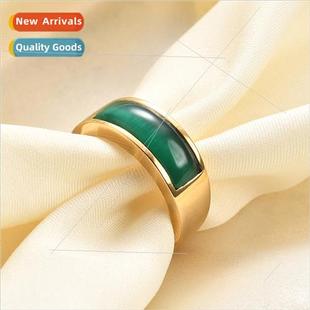 cat eye simple new stainles green retro emerald Europe stone