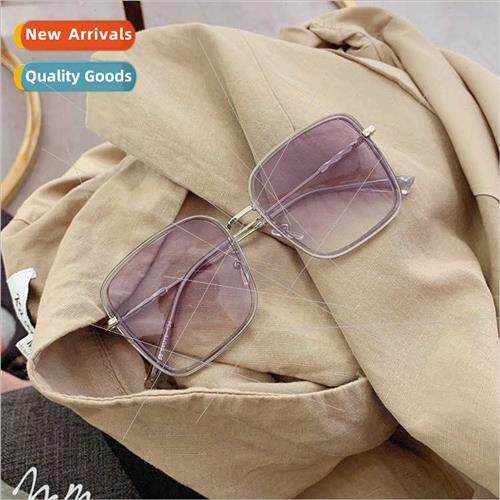 Sunglasses female ins Korean large face thin teal square box