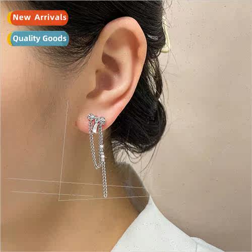 Super sweet soft sister diamond bow tassel earrings in long