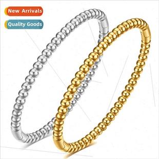 simple 5MM steel new stainless bracelet beads Europe round