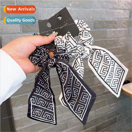 anchor ins retro silk printed long floating circle versatile