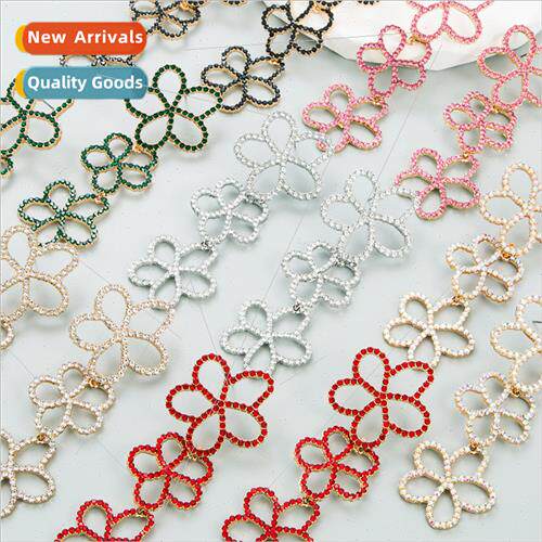 Personalized creative alloy multi-layer diamond floral earri