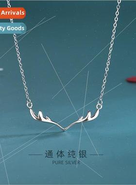 s925 silver a deer has you necklace Korea diamond antler col