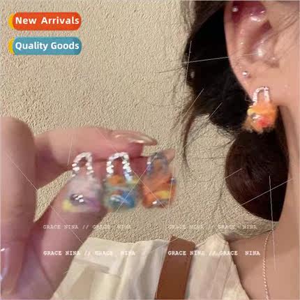ne doughnut fall winter winding colorful wool earrings femal