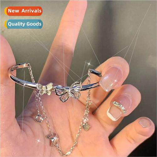 Double bow chain tassel open bracelet female niche fairy swe