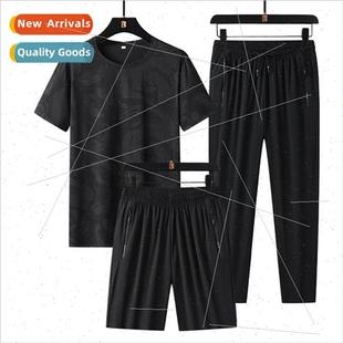 short sleeved Ice leisure threePCS breathable men silk