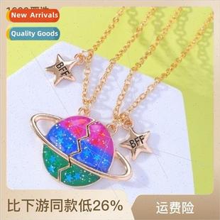 Necklace Planet Alloy BFF Drops Kids Oil Friends