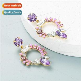 Europe fashion colored S925 hollow needle diamond flo silver