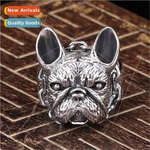 bulldog dog silver Thai men bully ring finger old Vintage