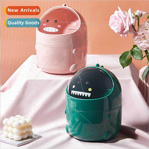 Desktop trash cans small dinosaur office swing lid storage b