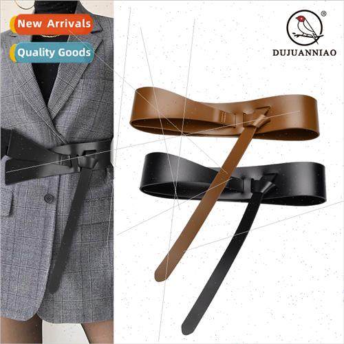 second layer Europe girdle knot waist seal leather belt fema