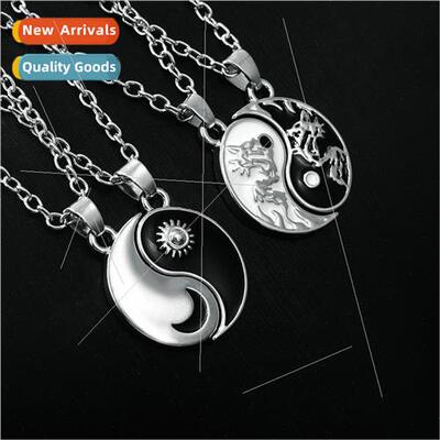 Fashion black whe taiji necklace pendant gossip star sun moo