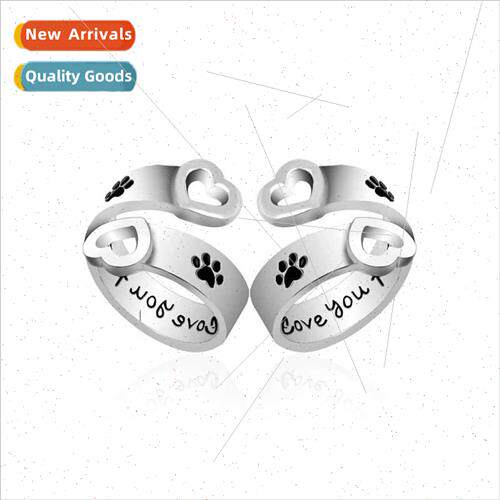 Europe I will love you ever Love heart dog claw ring