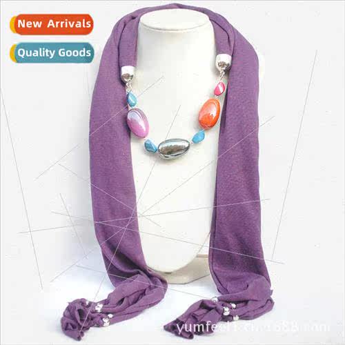 Fall New Fashion Cotton Pendant Scarf Multi-Gemstone Jewelry