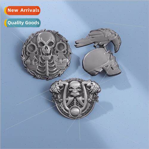 Creative quirky badges Halloween dark punk skull irregular b