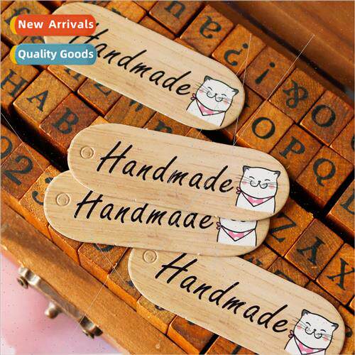 Cute cat wood grain decorative tags ins gift baking packagin
