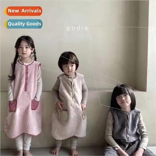Childrens soft fluffy plush long vest fall and winter windpr