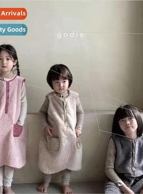 Childrens soft fluffy plush long vest fall and winter windpr