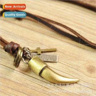 necklace mainsam punk Europe wolf cowhide rocker vintage