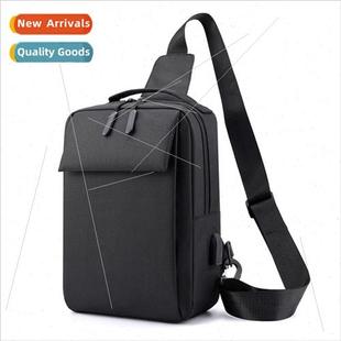 men new backpack chest wate small bag charging Polyester USB
