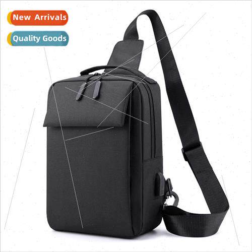 Polyester chest bag men new USB charging small backpack wate