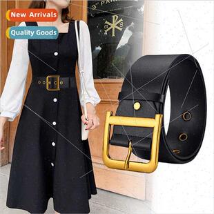 Men women belts belts versatile D buckle pin buckle wide bel