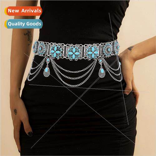 Europe body chain bohemian inlaid rhinestone waist chain eth