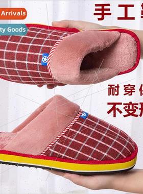 Handmade cotton slippers fall winter female home indoor outd