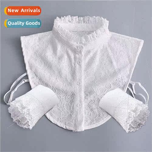 Korean fashion lace shirt vintage false collar fall winter v