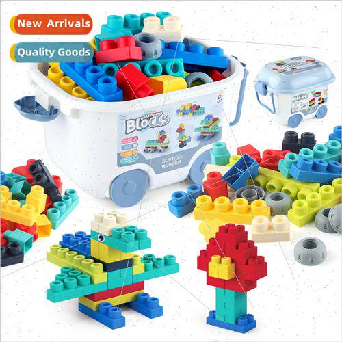 Children assembled large particles soft plastic blocks can b