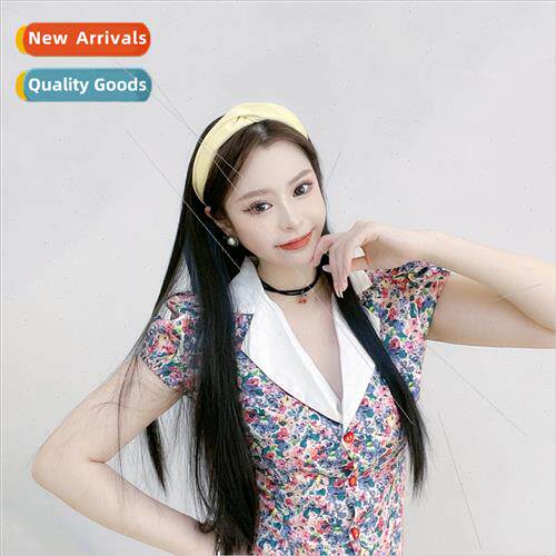 Lazy hair band wig female Korean soft long one half head set
